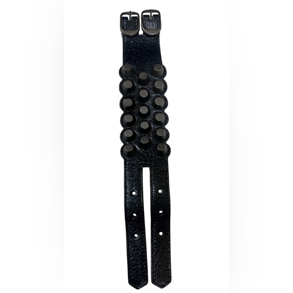 NEW Authentic Balenciaga Black Agneau Triple
Stud Leather Bracelet - Picture 1 of 15